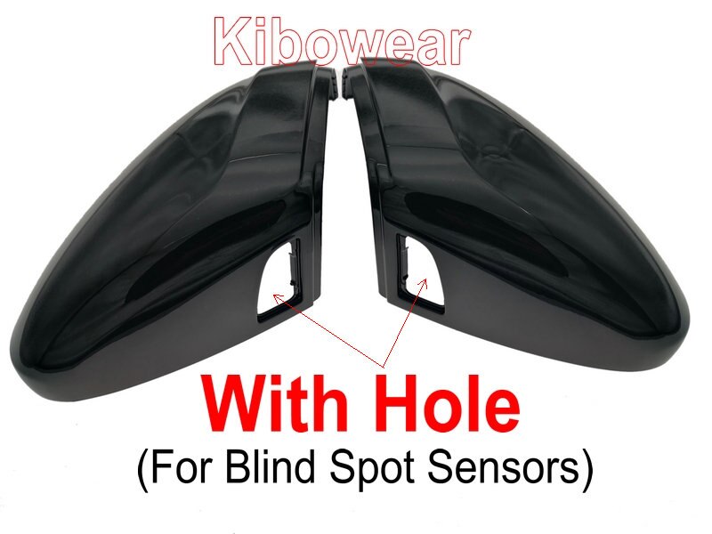 2pcs Black Side Mirror Covers for VW Passat B8 Variant Arteon Caps (Glossy Pearl Black) for Volkswagen: has blind spot Hole