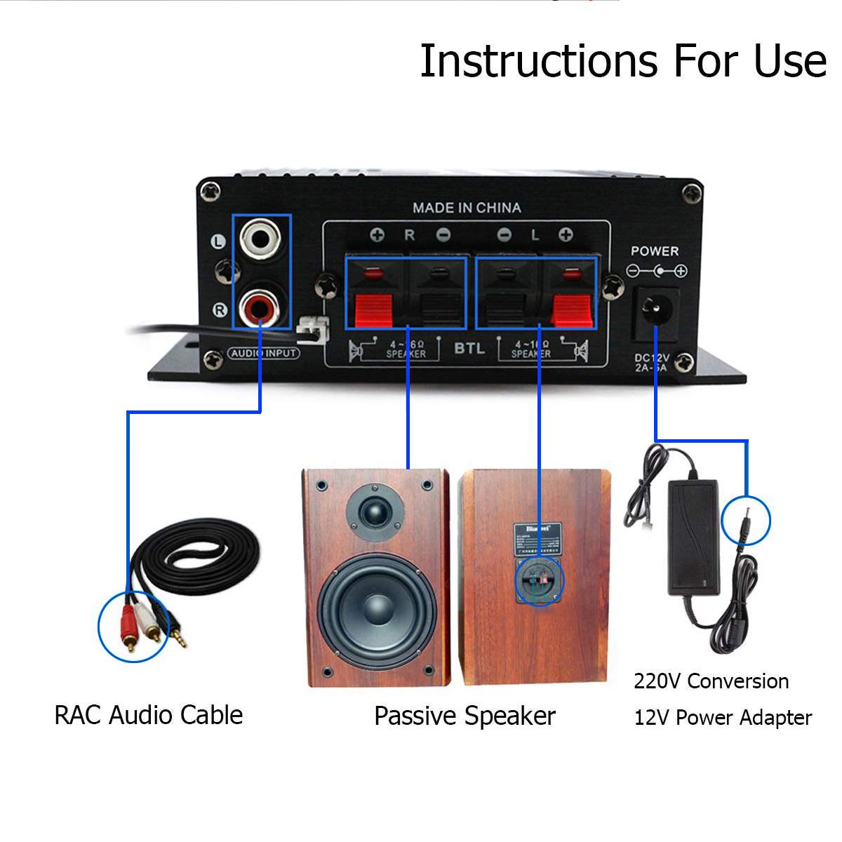 400W Stereo Hifi Car Home Subwoofer Stereo Surround Sound car Amplifier Speaker bluetooth EDR Audio LED amplifiers