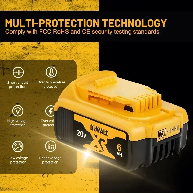 100%  stk . originale dewalt 18v batterier, , 2ah 5ah 6ah genopladelige lithium-ion batterier, dewalt dcb 200 udskiftningsbatteri til elværktøj