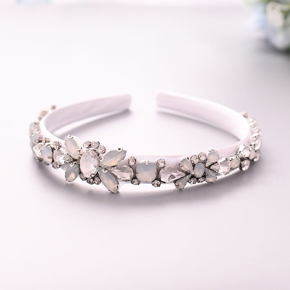 Luxury Rhinestones Royal Princess Crown Bridal Tiaras Crown Pageant Crowns Bride Headbands Wedding Hair Jewelry SCS384FG: White