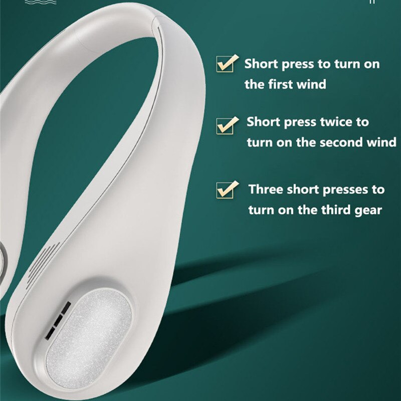 Bladeless Neck Fan - 4000mAh USB Rechargeable - Silent Portable Wearable Fan for Outdoor Sports