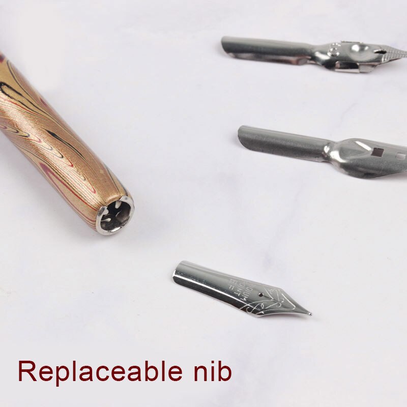 Dip Pen Wood Handcrafted Calligraphy Nib Holder Set with 6 Nib for Practicing Different Fonts GHS99