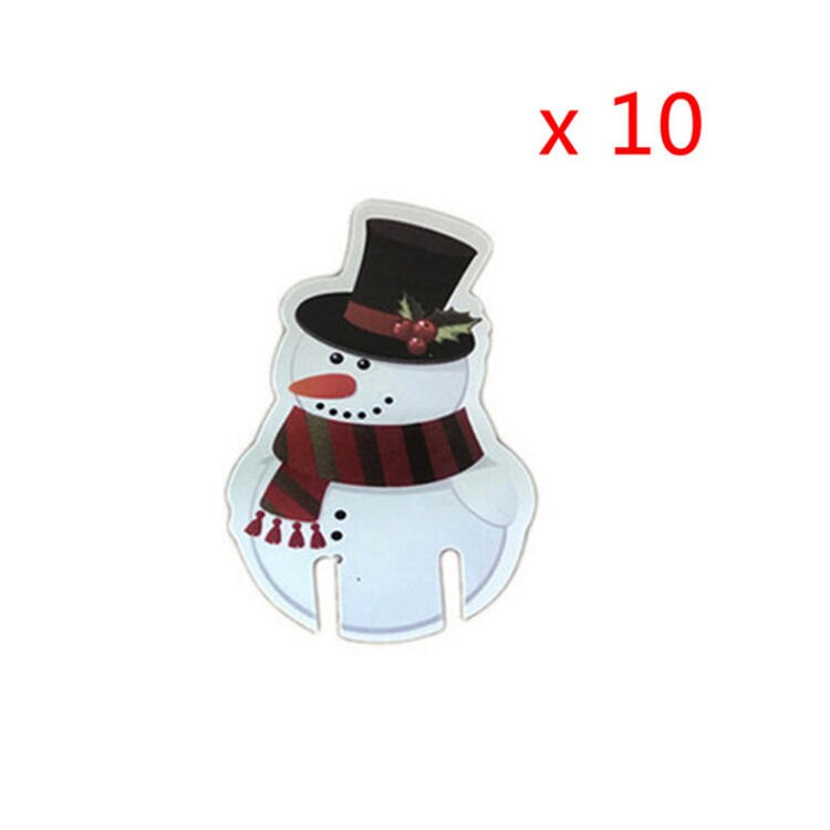 10 Stks/partij Mini Kerstversiering Hoeden Champagne Glas Decor Thuis Party Tafel Ornament Jaar: Cute Snowman