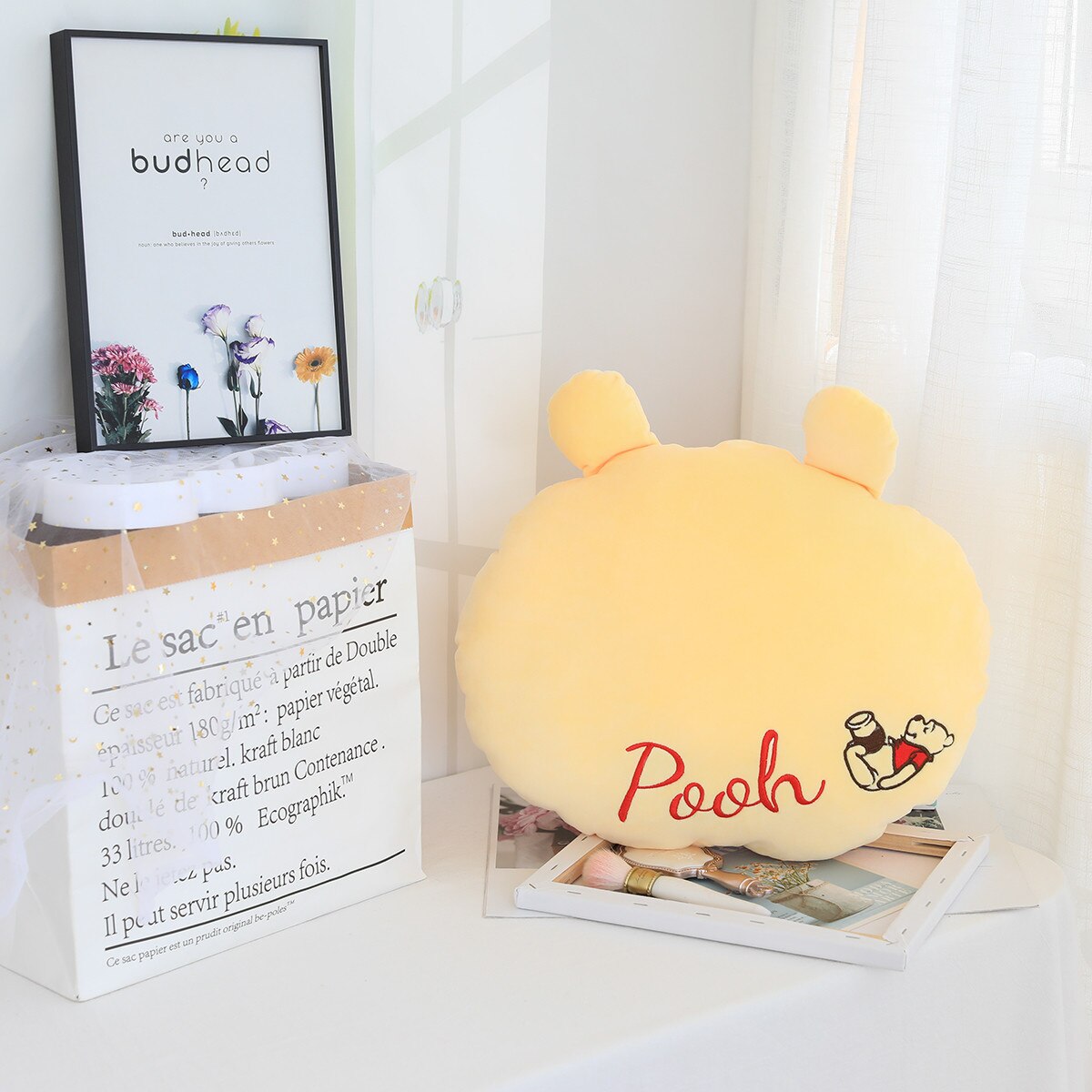 Cartoon Beer Kussen Tatami Zetel Lendensteun Cartoon Kussen Sofa Kussen Bed Kussen Woondecoratie Kussen Voor Kinderen: Geel / 65CM