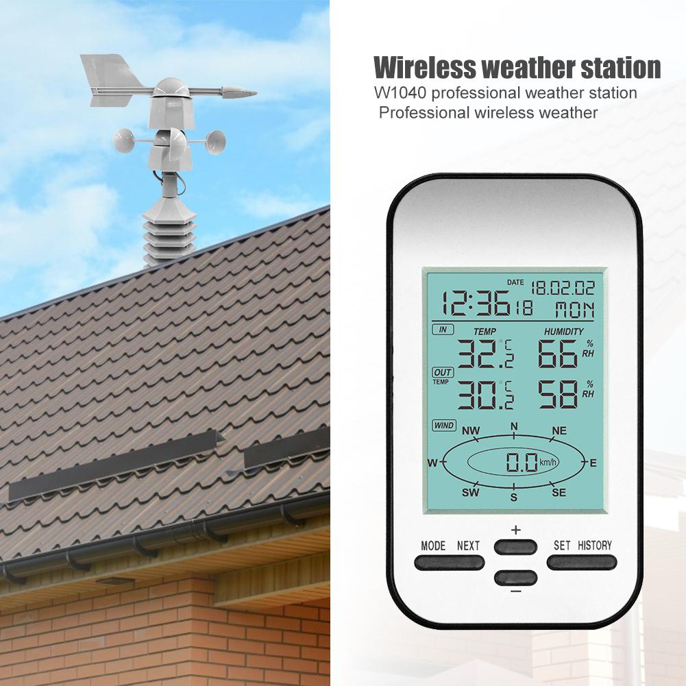 433MHz WS0232 Wireless Weather Station Clock Wind Speed Direction Sensor