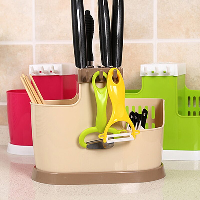 1 Pcs Multifunction Plastic Shelving Dish Chopsticks Cutlery Storage Rack Drain Holder Strainer Stand Kitchen Tool