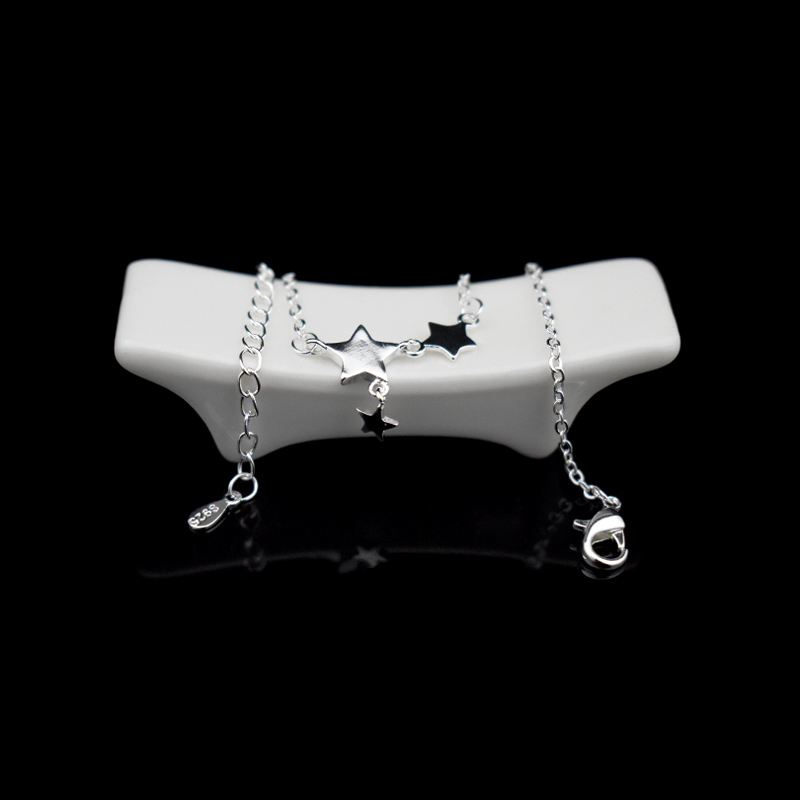 Mode Drie Sterren Hanger Enkelbanden Armband 925 Sterling Zilver Eenvoudige Charme Ster Enkel Ketting Voor Vrouwen &amp; Meisje Sieraden