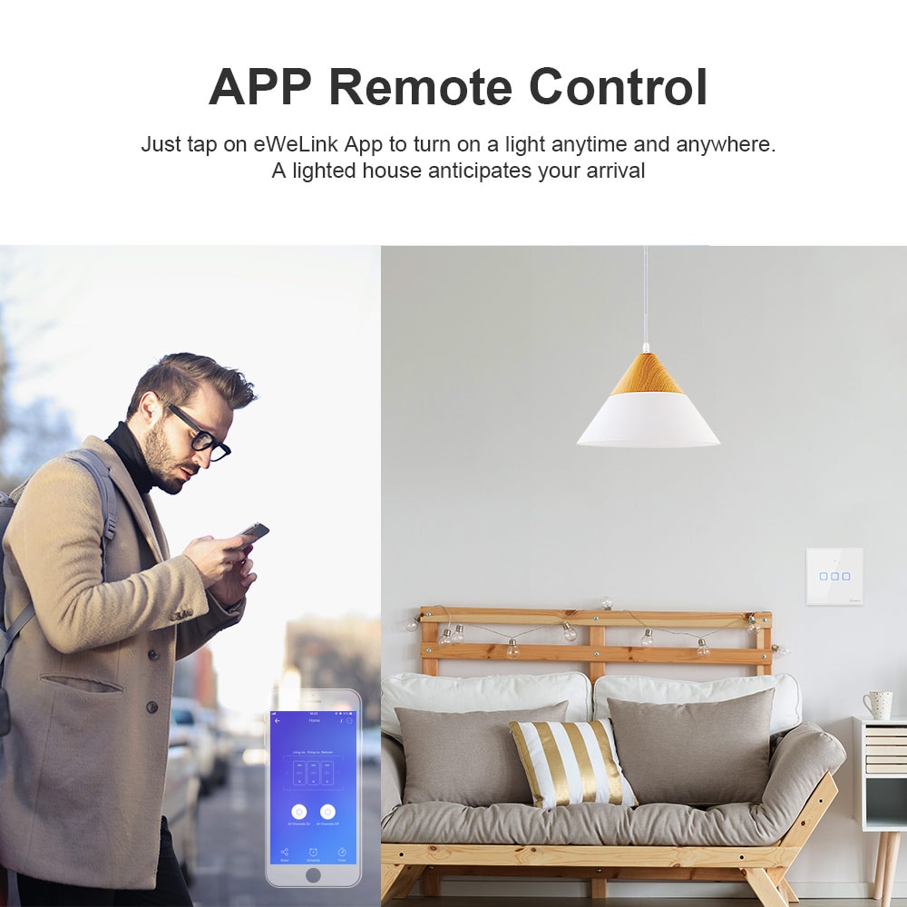 Itead SONOFF TX T1 EU UK Wifi Switch Smart Wall Touch Switch Wifi Light Switch 433Mhz RF Remote Controler Smart Home Automation