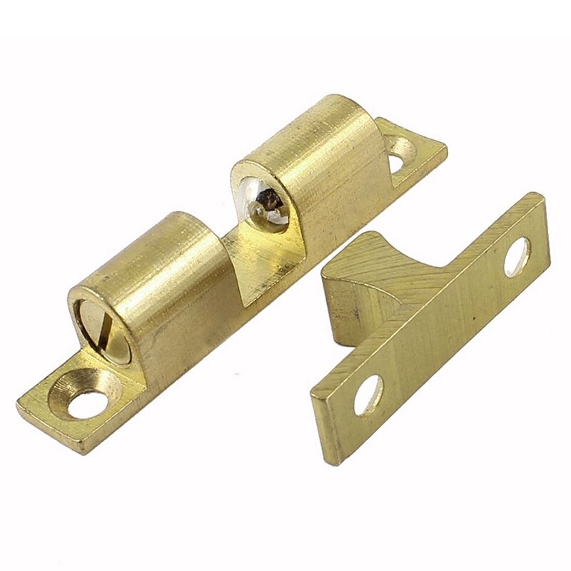 Room Cabinet Door Latch Brass Double Ball Catch 60mm Length Gold Tone with Nail Art Electric Drill Bits File Kit