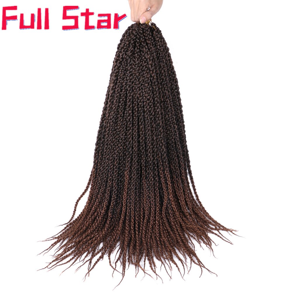 Full Star-extensiones de cabello para mujer, 22 ", 3D Cubic Twist, trenzas de ganchillo, 12 hebras, degradado, insecto negro, pelo trenzado sintético: T1B / 30