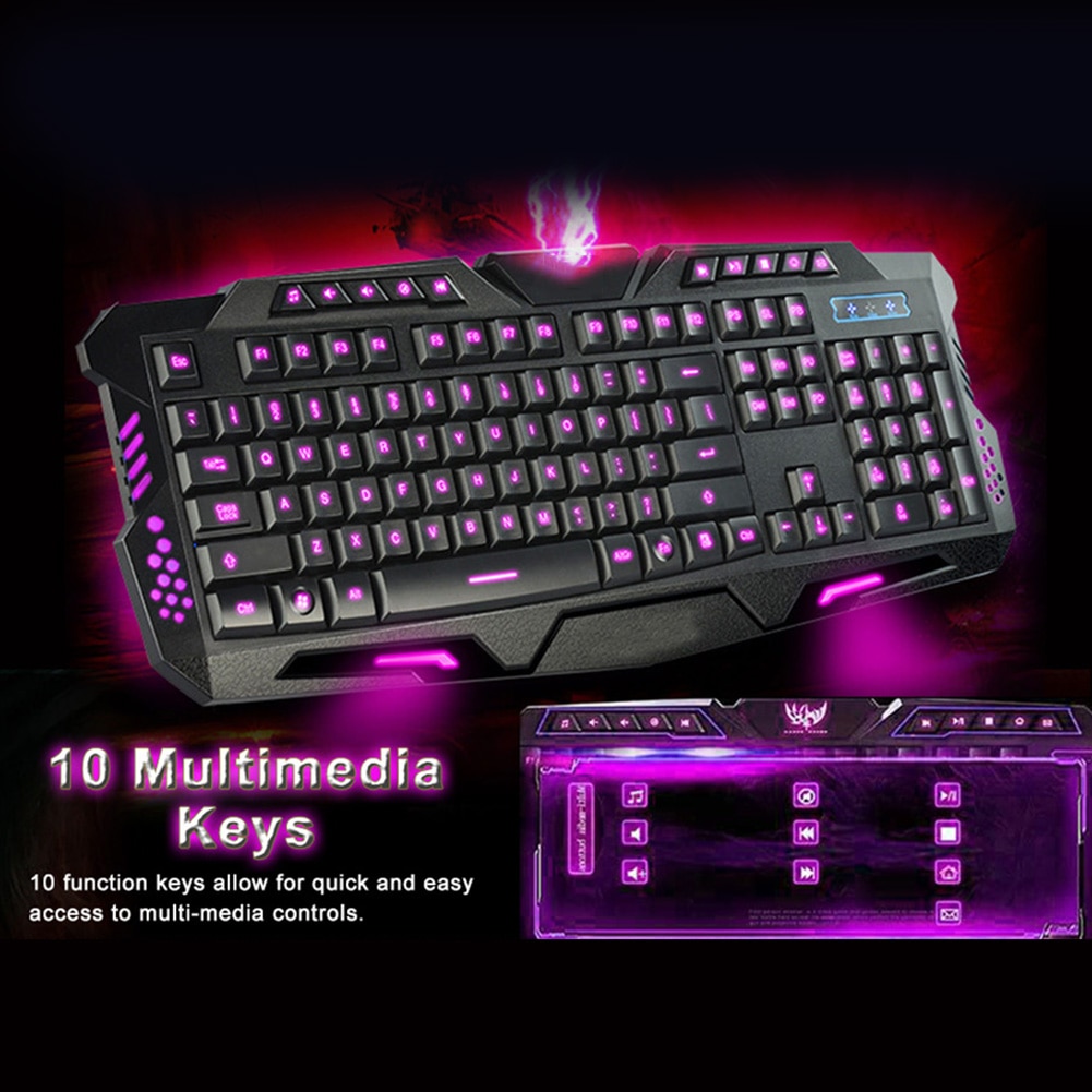 Russisch/Engels Gaming Keyboard Led 3-Kleur Usb Bedraad Kleurrijke Ademhaling Backlit Waterdicht Computer Crack Toetsenbord 104 Toetsen
