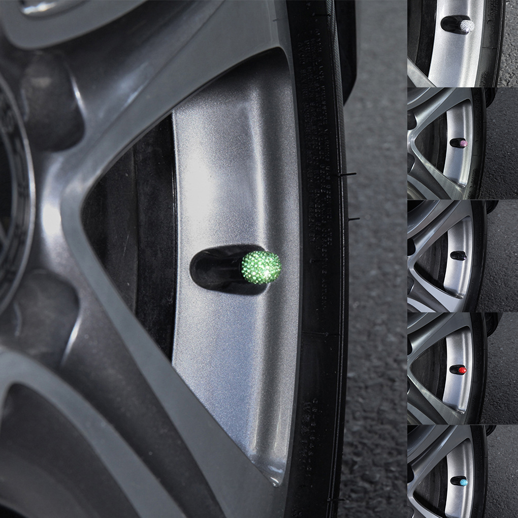 4 stk / sett rhinestone innebygd modifisert ventilkjernedeksel universell motorsykler auto ventil skruehett tilbehør