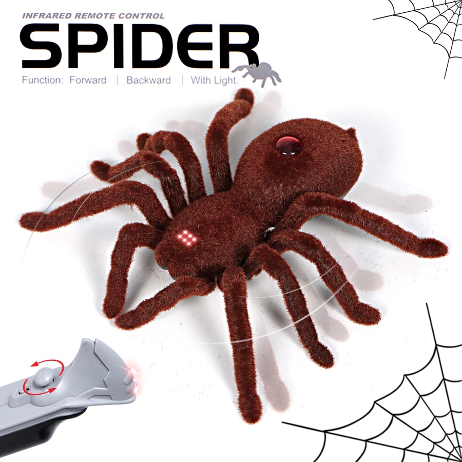 Hög simulering söta 2ch rc spider gags praktiska skämt leksaker infraröd fjärrkontroll spindel, rc spider leksaker elektriska leksaker för barn