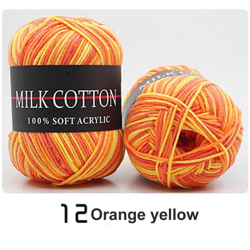 1 Piece Of 50g Milk Cotton Yarn Knitting Crochet Baby Cotton Yarn Velvet Hand-knitted Wool Crochet Scarf Hat DIY Sweater Gloves: orange yellow