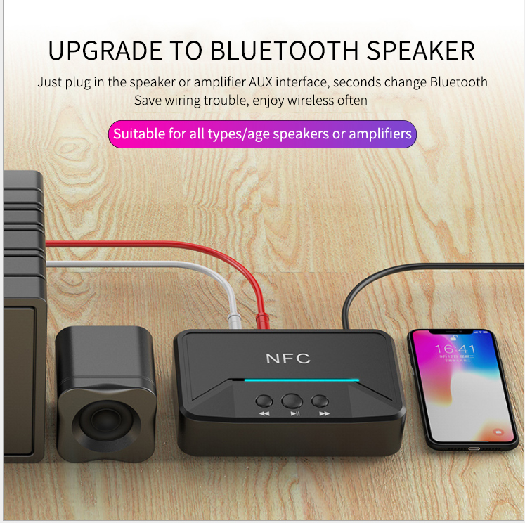 Bluetooth Receiver NFC/USB Disk Music Reading Stereo Wireless Adapter 3.5mm AUX/RCA Car Speaker Audio Receiver