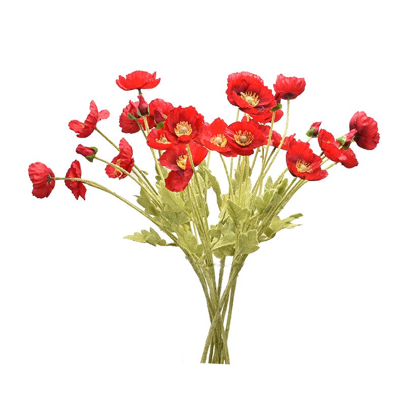 60cm Spring Poppy Artificial Flowers DIY Wedding Christmas Party Home Decoration Silk Flower Wall Materials