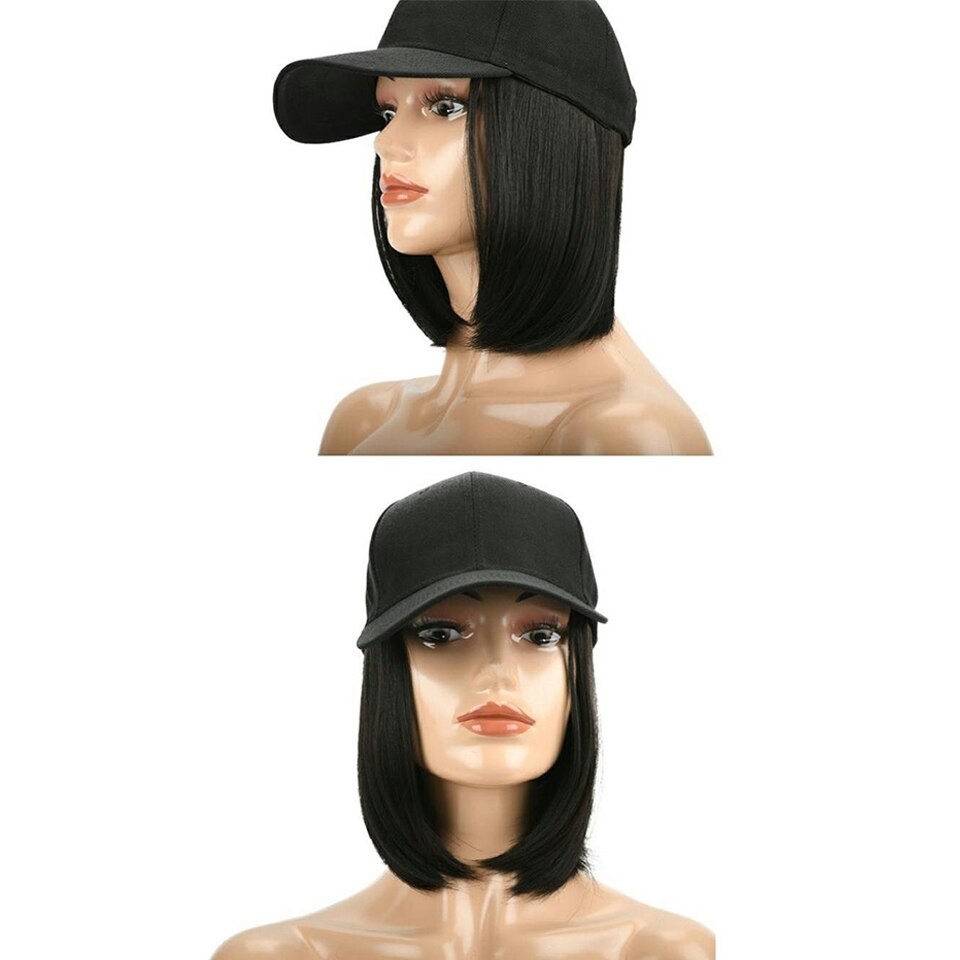 Houyan Korte Pruik Synthetische Mode Pruik Baseball Cap Hoed Steil Haar Baseball Hittebestendig Fiber Elf Cut Korte Pruik
