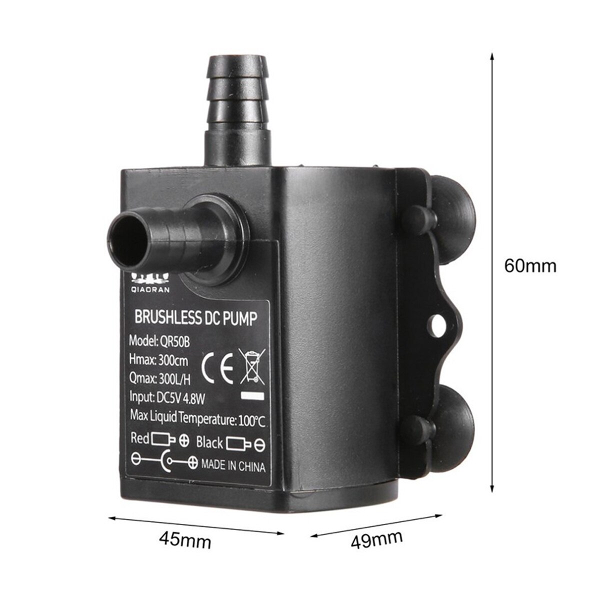 USB DC5V 4.8W Ultra-quiet Mini Brushless Water Pump Waterproof Submersible Fountain Aquarium Circulating 300L/H Lift 300cm