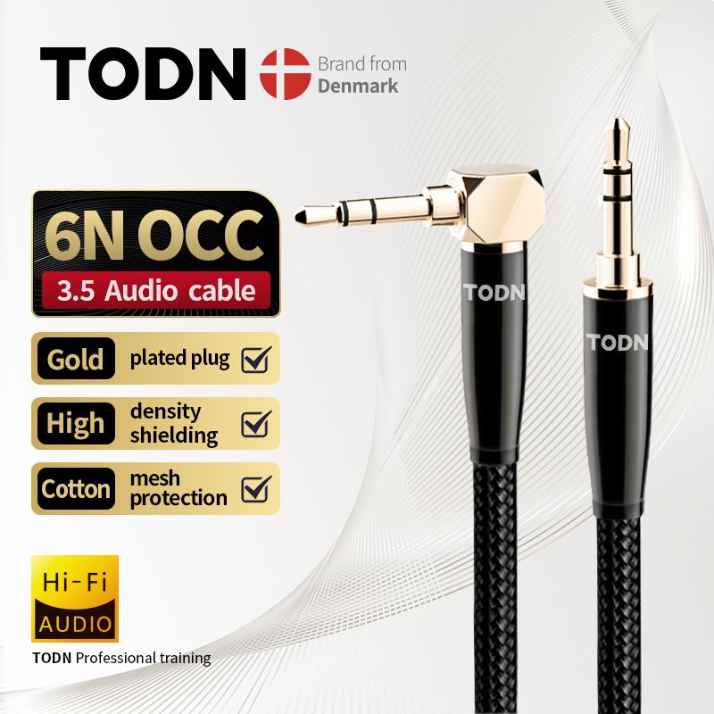 Cable auxiliar HIFI 3,5 para coche 6N OCC, conector de audio macho a macho para teléfono móvil