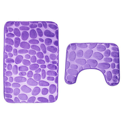 2 Set de baño completo baño contorno alfombra Anti-skid Alfombra Grande Tapa de inodoro cubierta: D
