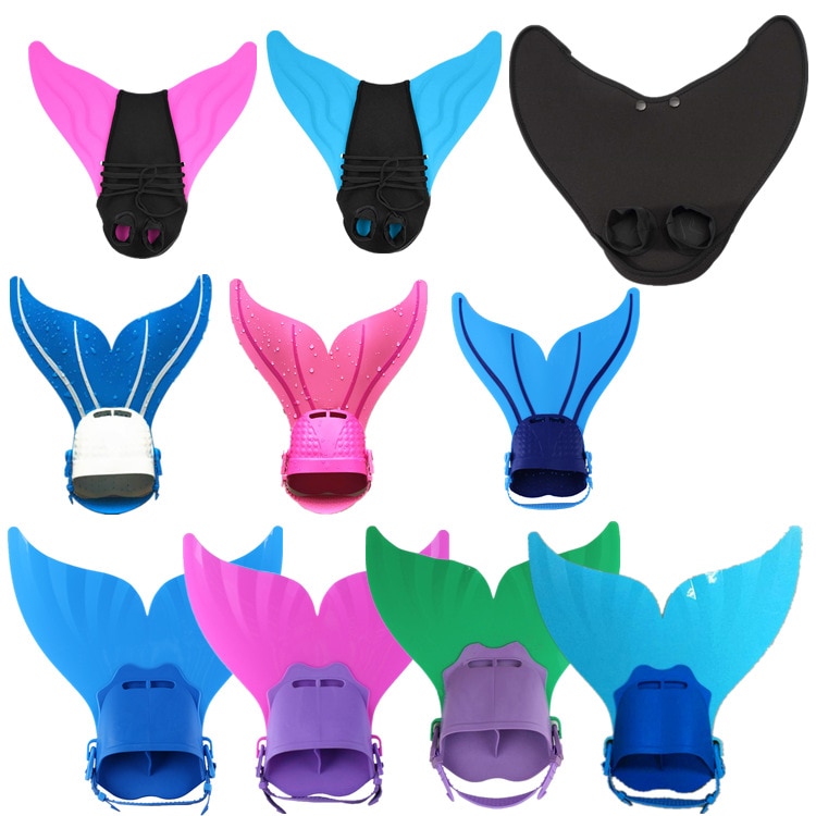 Kids/Adults Mermaid Tail Swimming Fin Snorkeling Foot Flipper Diving Swimming Assistant Tool Elastic Breathable Flippers Fins