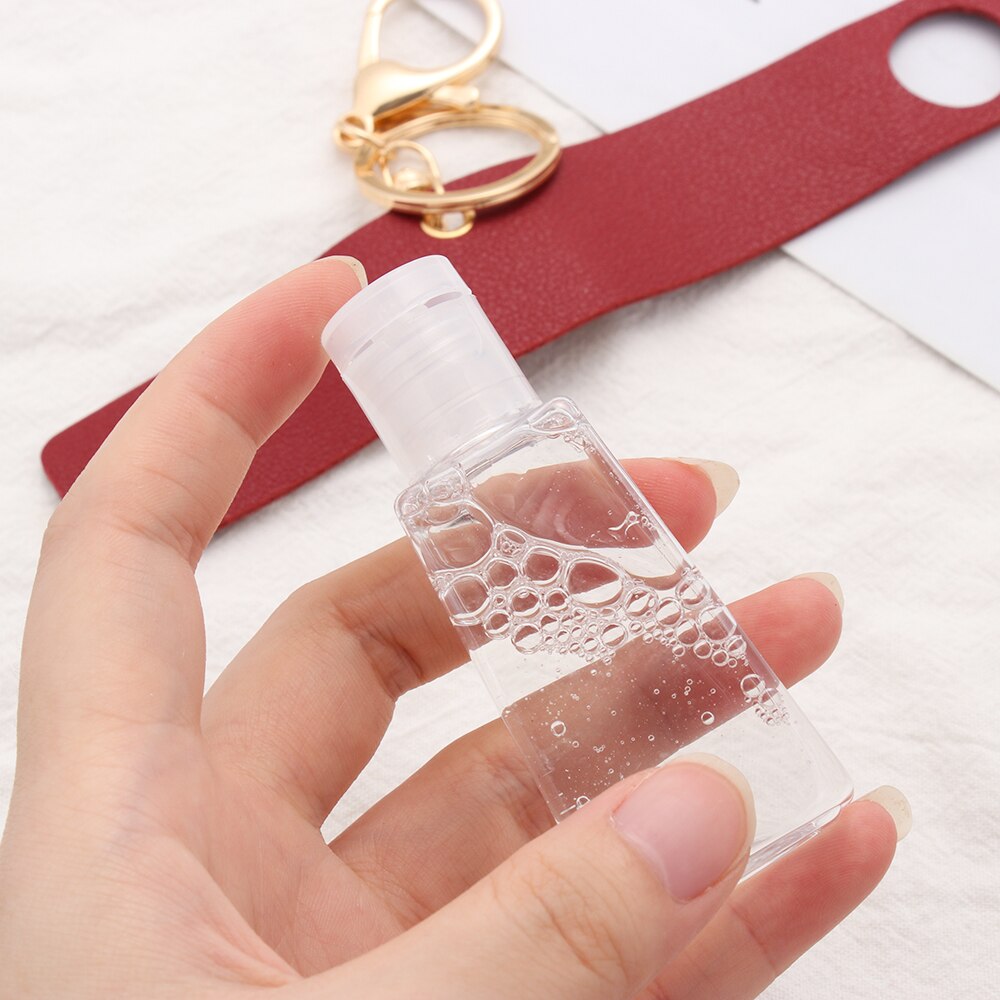 Empty Refillable Bottles Keychain Holder Reusable Lotion Squeeze Tube Soap Containers Leather Pouches Travel Accessories