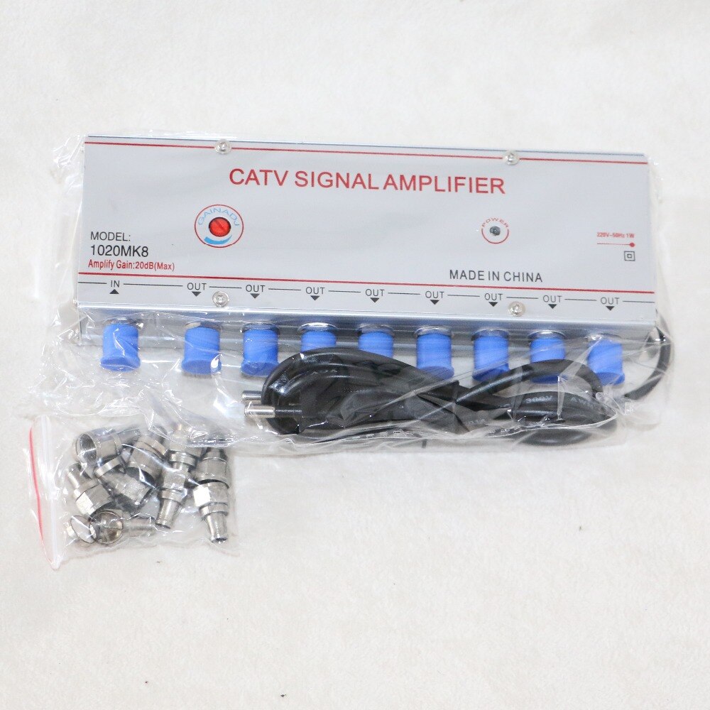 1020MK8 CATV Signal Amplifier TV Signal Amp 1IN8 OUT 20DB For Digital TV Equipments (Eueope Plug )