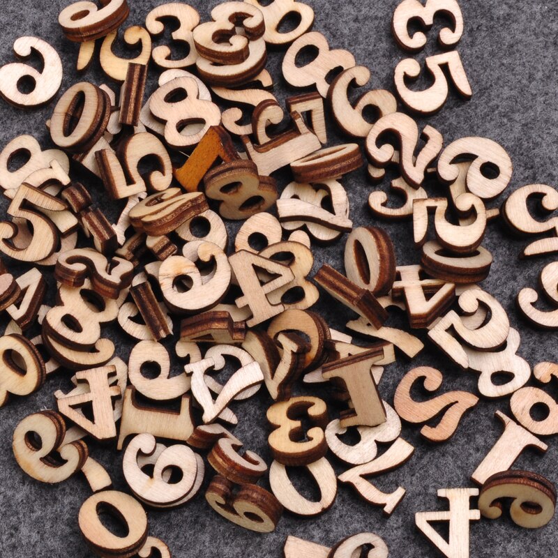 100Pcs Wooden Letters Decorative Alphabet English Letter Decoration Wood Numbers Baby Early Learning Tool Scrapbooking Craft DIY: Wood color number