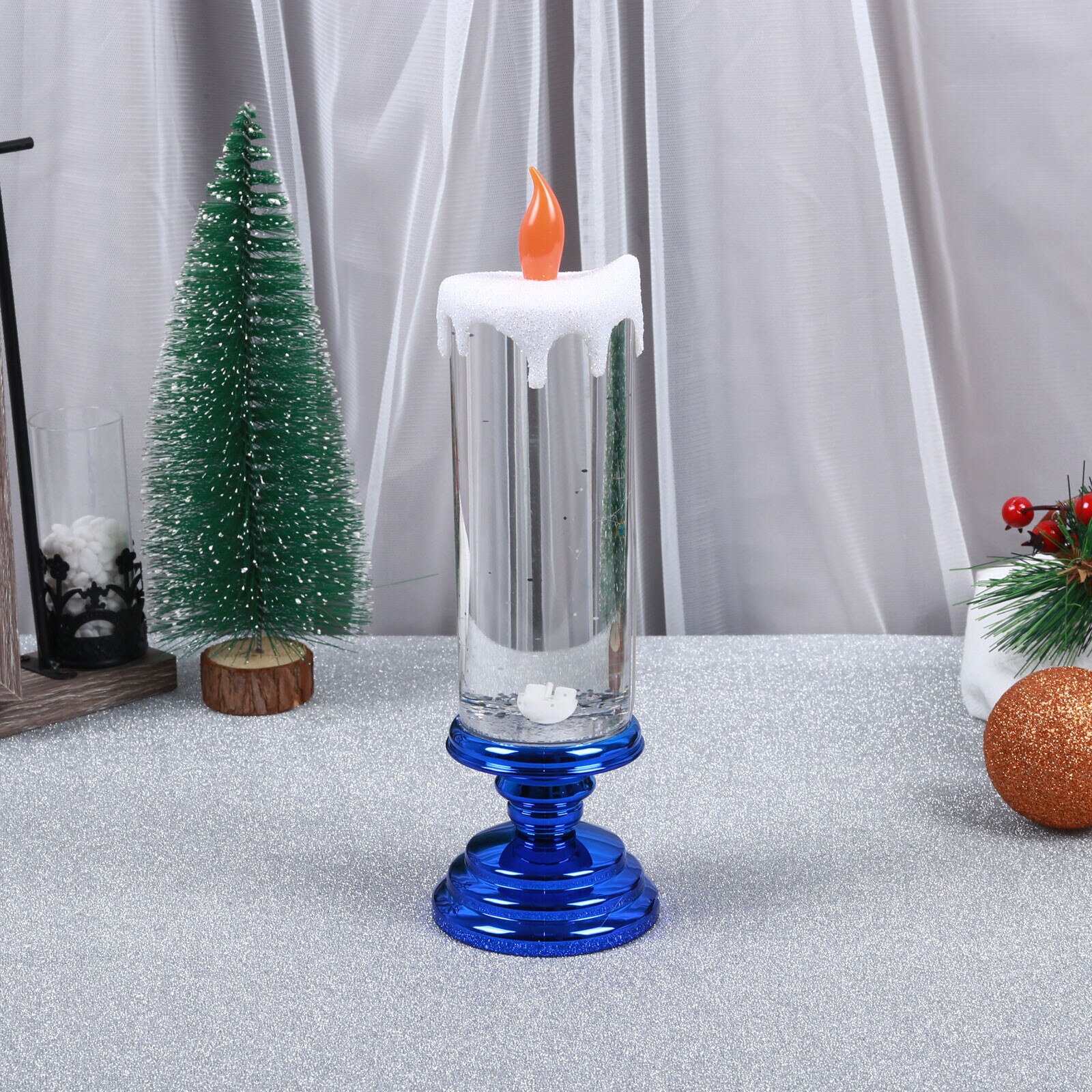 300ml Led Candles Rotating Color Changing Glitter Led Candles Flameles Romantic Crystal Candle Light Home Party Decoration#T2: C