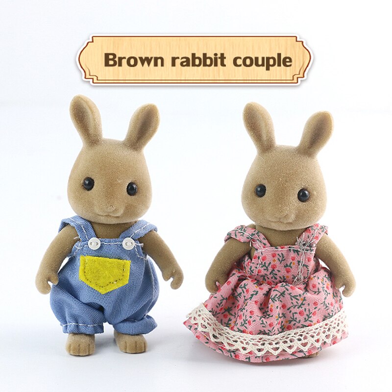 Giocattolo Animale della Foresta Famiglia 1:12 regalo di nozze decorazione Del Coniglio di casa delle bambole in miniatura Mobili In Legno Giochi Di Imitazione Set Per Il regalo Dei Capretti: Brown Rabbit