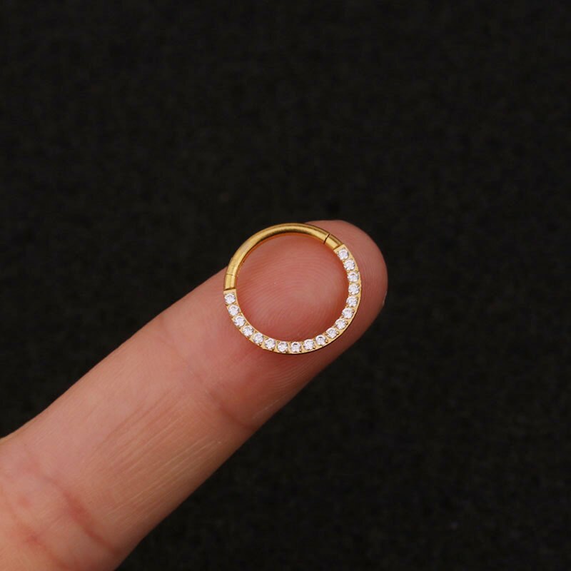 16g anneaux de septum en acier inoxydable véritable piercing septo nez oreille cartilage tragus hélix piercing clicker anneaux bijoux de corps: B-or / 10mm