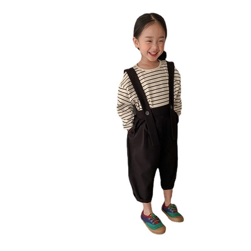 2022 Fall Meisjes Koreaanse Versie Van Pure-Kleur Overalls In Meisje Baby Stijl Pak Overalls Vallen Kleding Voor kids: 4T