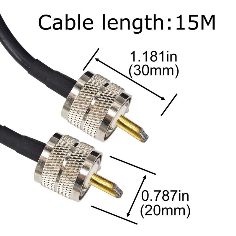 ! 15M UHF Coaxial Cable RG58 Coax Cable PL259 Cable 50 Ohms CB Radio Antenna Cable UHF Male To UHF Male Low Loss UHF