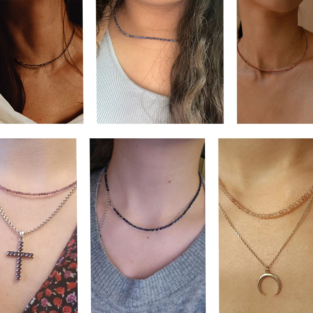 Mini Steen Kralen Ketting 2mm Facet Natuurlijke Agat Quartz Kettingen Vrouwelijke Mode Party Choker voor Vrouwen Meisjes Sieraden