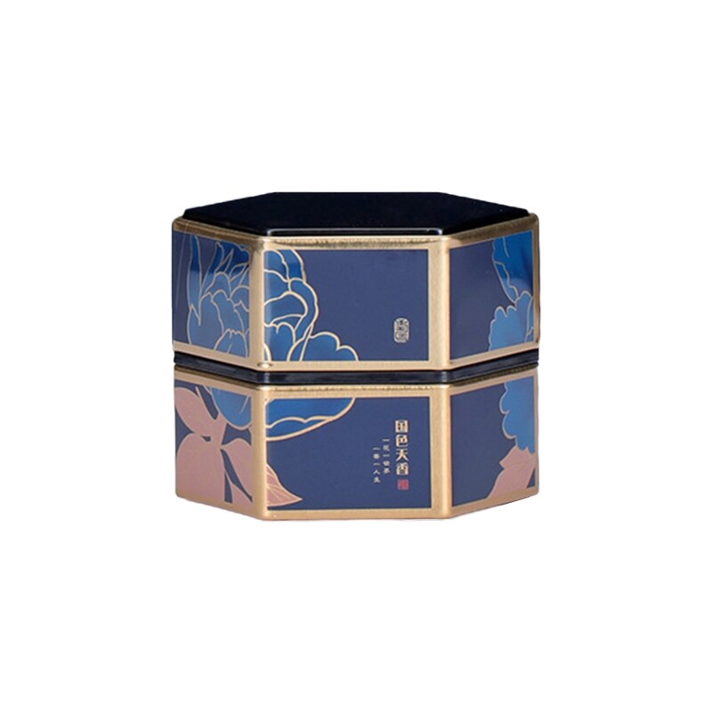 Q1JB Hexagon Thee Opslag Containers Thee Blikken Voedsel Opslag Container Snoeppot Blikjes Voor Thee Koffie Kruid Chocolade Suiker Kruiden: Deep Blue 01