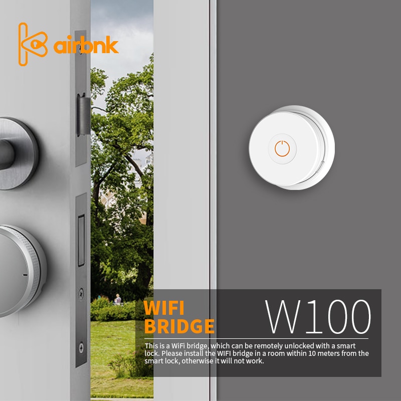 Dørlås tilbehør airbnk connect wi-fi bridge  w100 bluetooth wifi gateway 5v skal bruges med  m300 m500 dørlås!