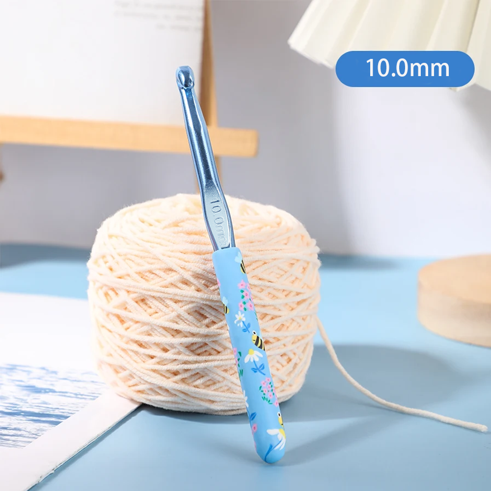 1 Stück/2,0–10,0 mm kleine Biene bedruckte Häkelnadeln, Häkelnadeln für Anfänger und Stricken, Häkelgarn, DIY-Bastelbedarf: Gold