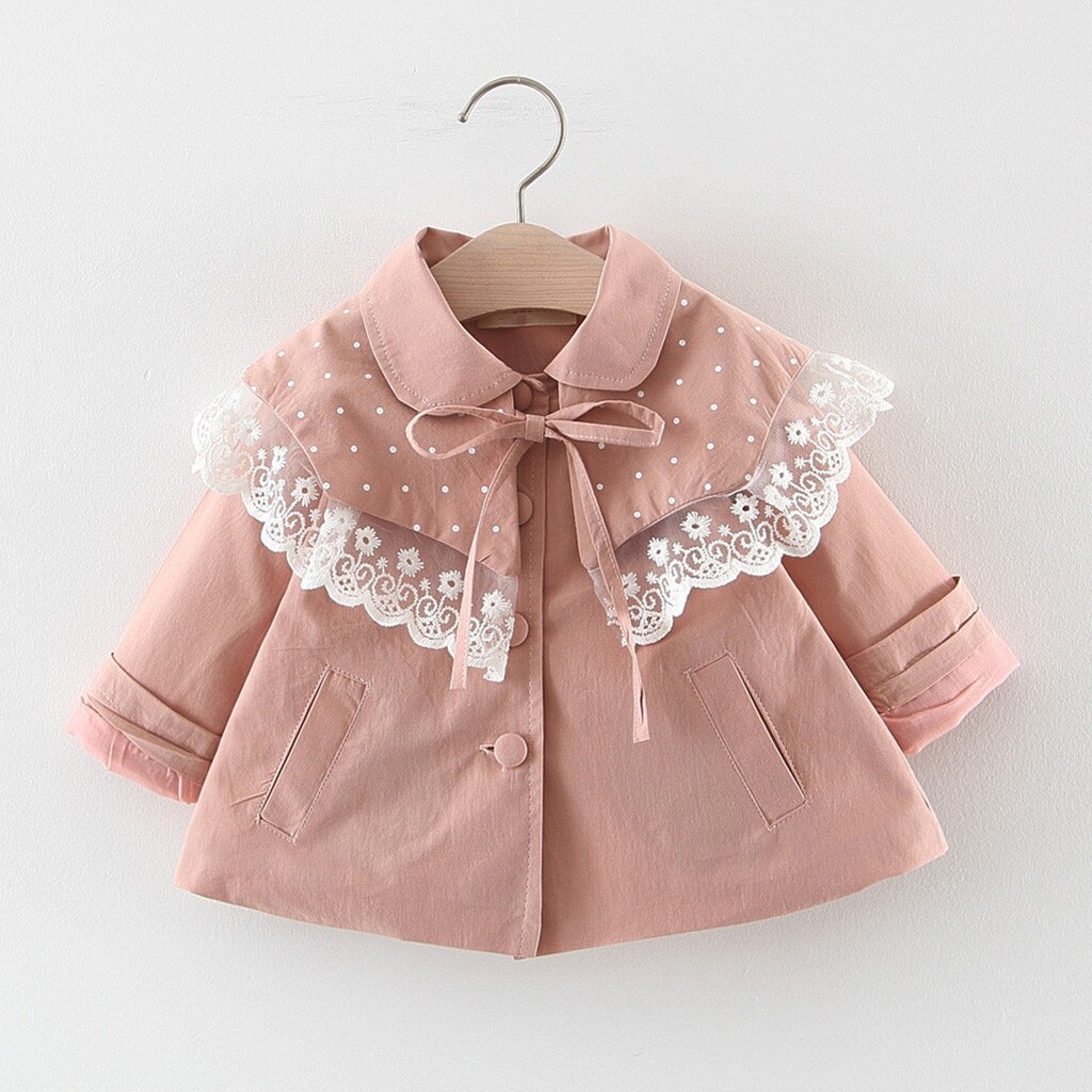 Kids Kleding Peuter Baby Kinderen Meisjes Solid Lace Winddicht Jas Uitloper Casual Kleding Jassen Voor Meisjes Jassen Uitloper