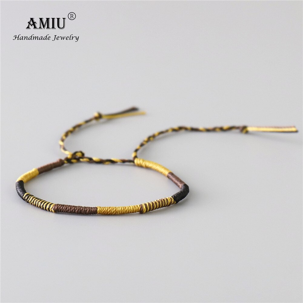 AMIU Handmade Waterproof Woven Wax Thread Wrap Bracelet Simple Rope Knot Bracelet Macrame Bracelet for Men and Women: 8