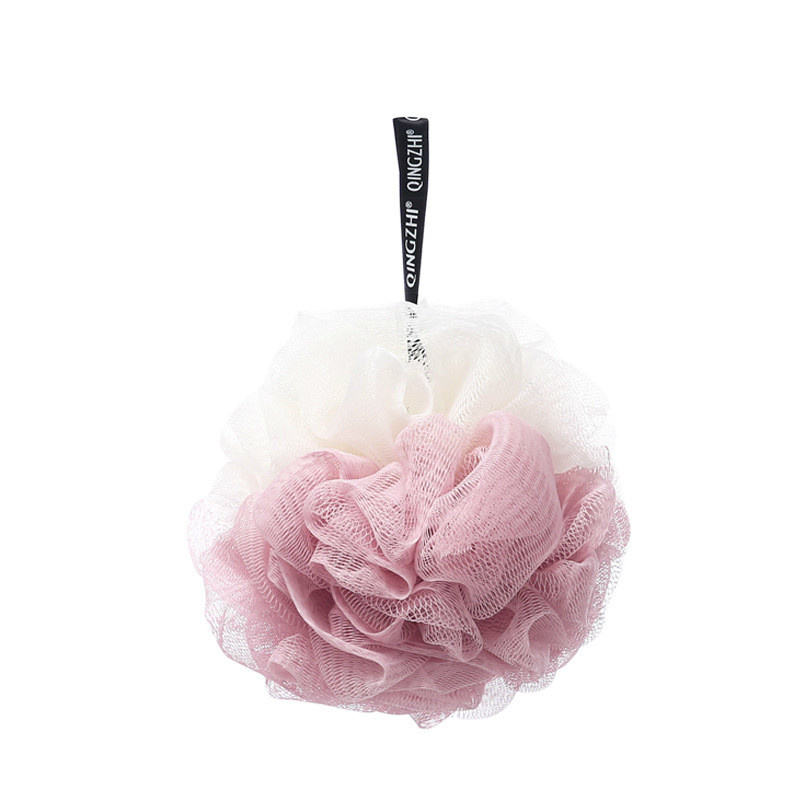 Superlyxig stor badboll, koreansk badboll, ryggsvampbadhandduk, blombadboll.: Rosa vit