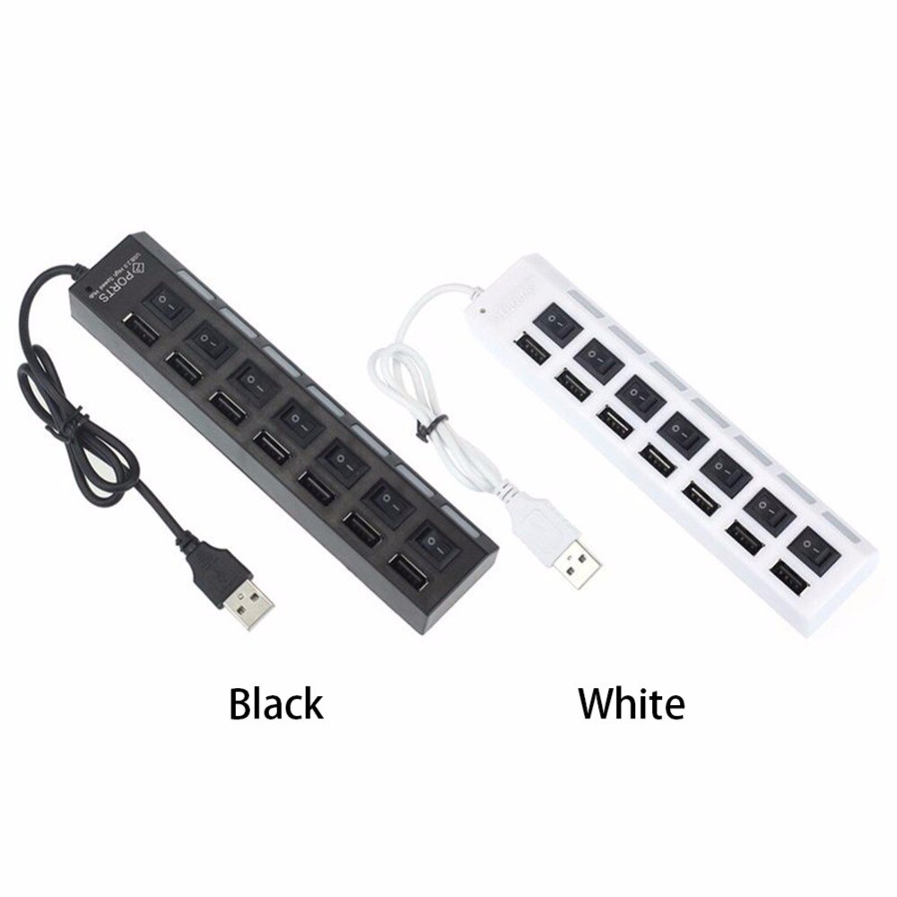 USB HUB 2.0 7 Ports Portable Micro USB 2.0 HUB Splitter With Power Adapter For PC High Speed 4.8Gbps USB Splitter HUB #280853