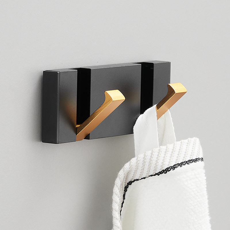Zwart Gouden Robe Haken Vouwen Handdoek Hanger Installatie Muur Haken Coat Kleding Houder Voor Badkamer Keuken Slaapkamer Hal