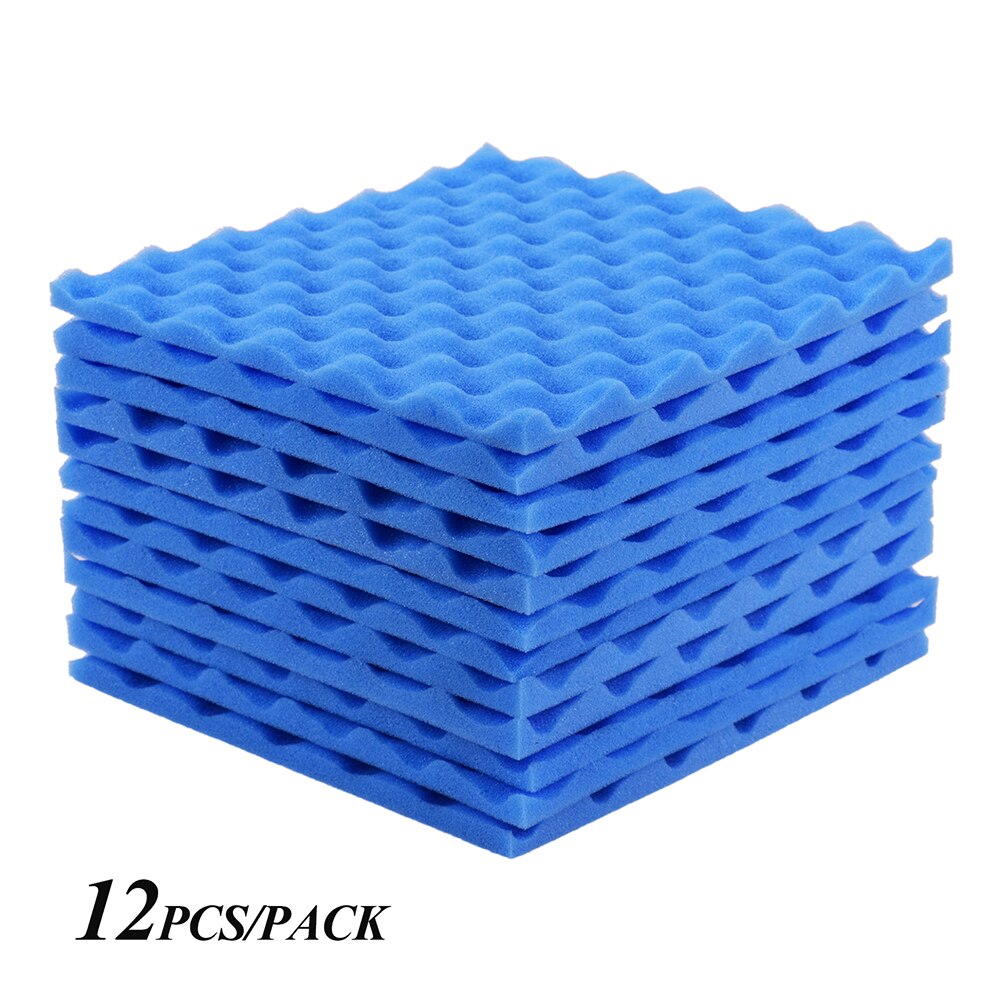 12/24 pakke akustiske skumpaneler lydisolering skum akustisk skum 30 * 30cm/ 12 * 12in akustiske skum lydabsorberende bomuld: 12 stk blå