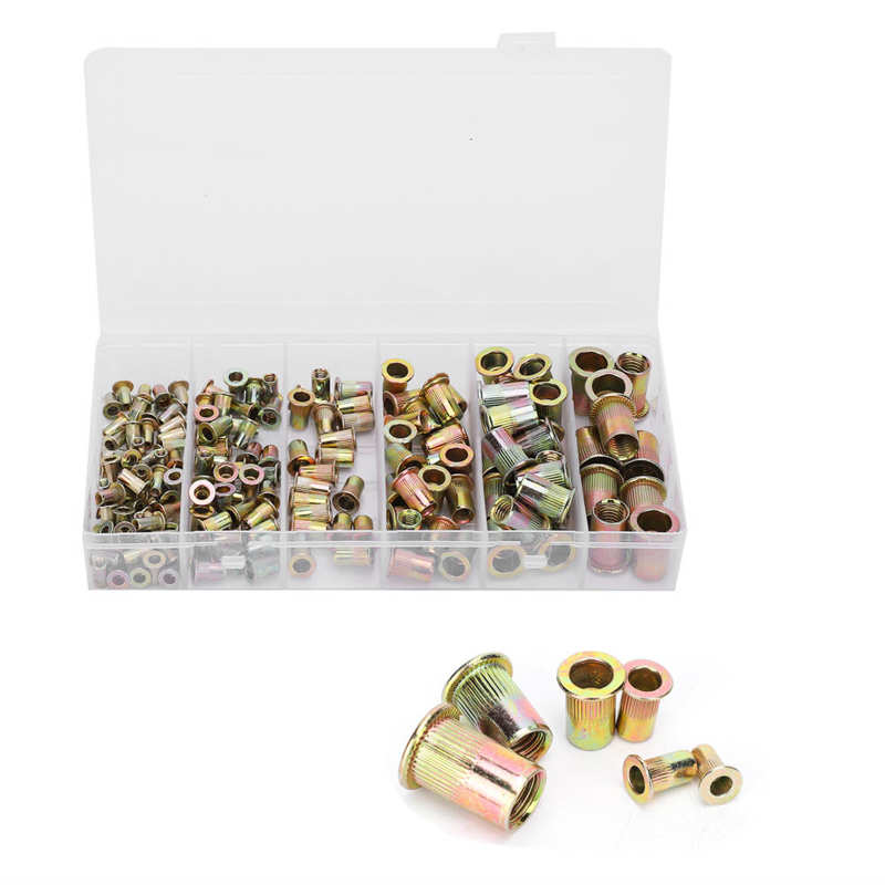 Kit de tuercas de remache de acero al carbono galvanizado tuerca de remache mezcla M3/4/5/6/8/10 inserte Nutserts Kit surtido adecuado para el ajuste de