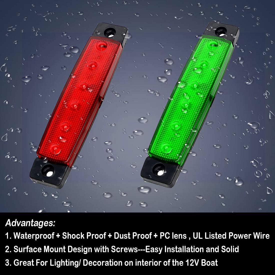 4/8 kpl 12v 24v led -kevyt veneen navigointi -led -valot oikeanpuoleinen lamppu kuorma -autojen venetraileriin