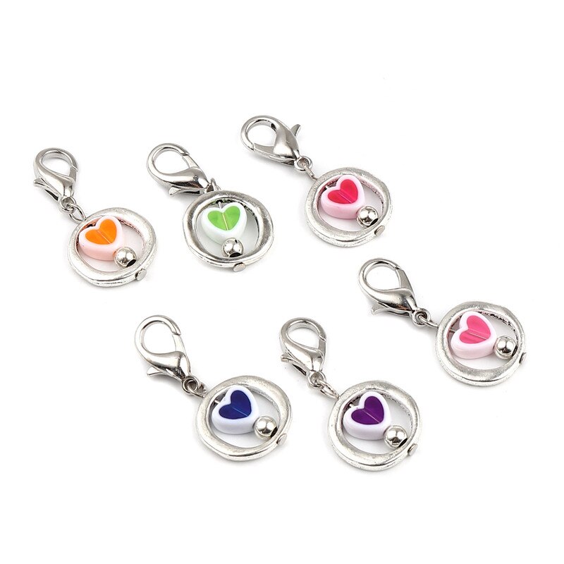 10/12 stk zink legering strikke maskemarkører hæklemaske låse strik håndarbejde tilbehør strikke låsesting markører: 35 x 16mm hjerte 12 stk