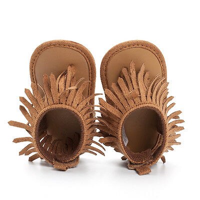 Summer Newborn Baby Girl Anti-Slip Soft Sole Leather Crib Shoes Tassel Moccasin Sandals