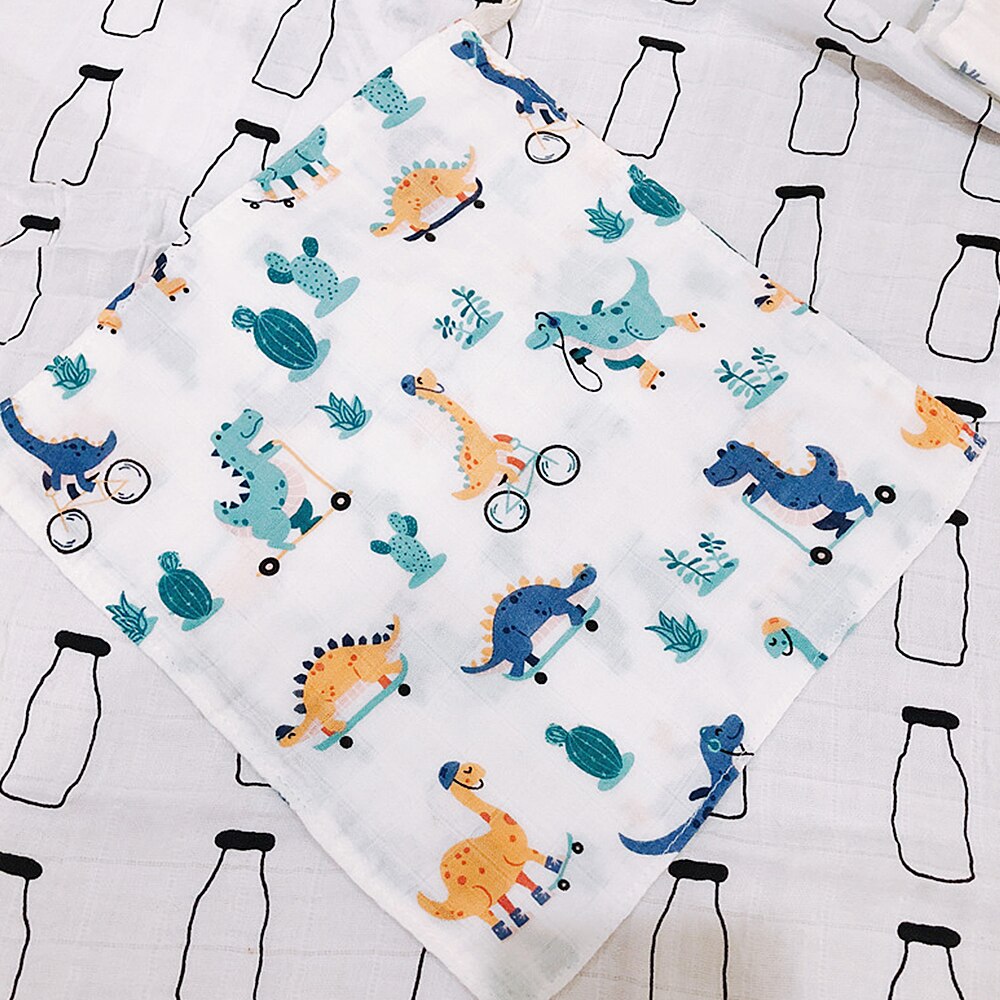 Toalla cuadrada para la cara para bebé, muselina suave, de cuatro capas gasa, dibujos animados, Jacquard, para alimentación, Saliva, pañuelo de guardería