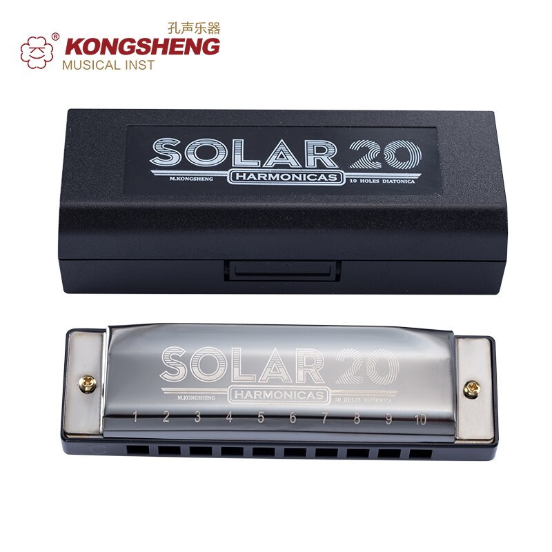 KONGSHENG 10 fori armonica diatonica blues arpa bocca organo chiave di C canna strumento musicale per principianti nero dorato blu