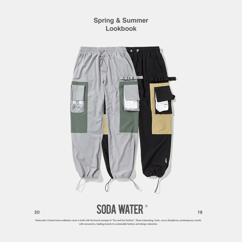SODA WATER Hip Hop Cargo pantalon Streetwear hommes survêtement Harem pantalon Multi poche pantalon décontracté pour hommes jogging homme pantalon survetement homme complet de 81162 W